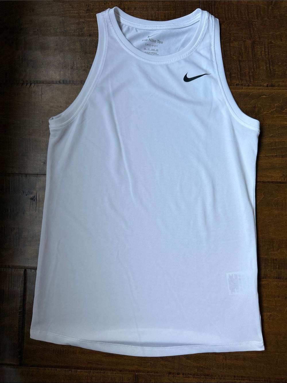 Women’s Nike White Athletic Tank with Black Swoosh Logo